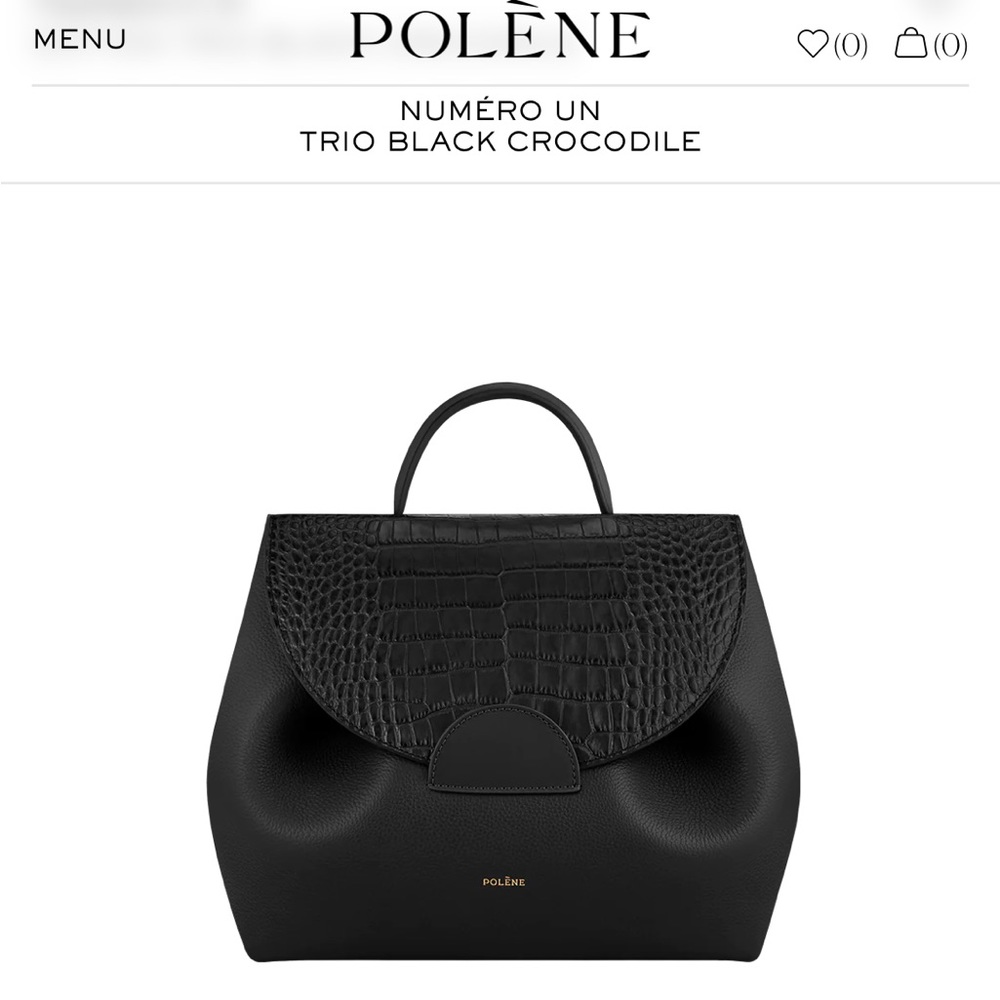 Like new, Polene Numero Un in black/crocodile